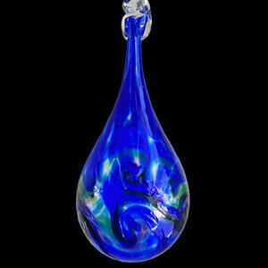 Extra Lrg HandBlown Teardrop Glass Cobalt Blue Green Friendship Ball